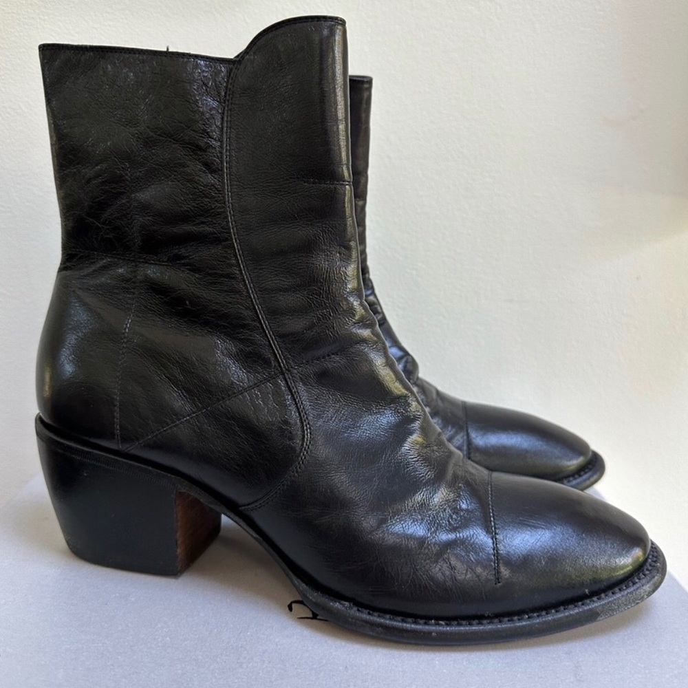 Rocco P. Black Leather Mid-Calf Boots